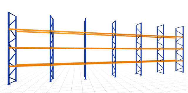 17.10 m Jungheinrich Type T Pallet Rack 5.6 m High 4 Levels Heavy Duty Shelving