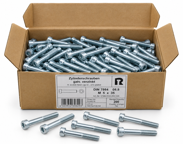 400x Reyher M5x35 DIN 7984 Cylinder Head Screw 08.8 M5 x 35