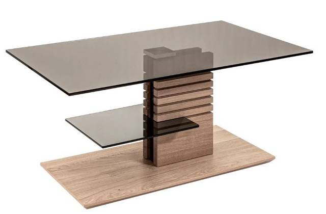 NP 1048€ طاولة قهوة Vierhaus 5655-GPA-EBI مع وظيفة الرفع، بلوط وزجاج 100x60 cm
