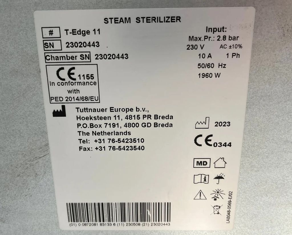 Tuttnauer T-Edge 11 Tischautoklav 58 Zyklen Produktansicht Tuttnauer T-Edge 11 Tischautoklav 58 Zyklen Produktansicht