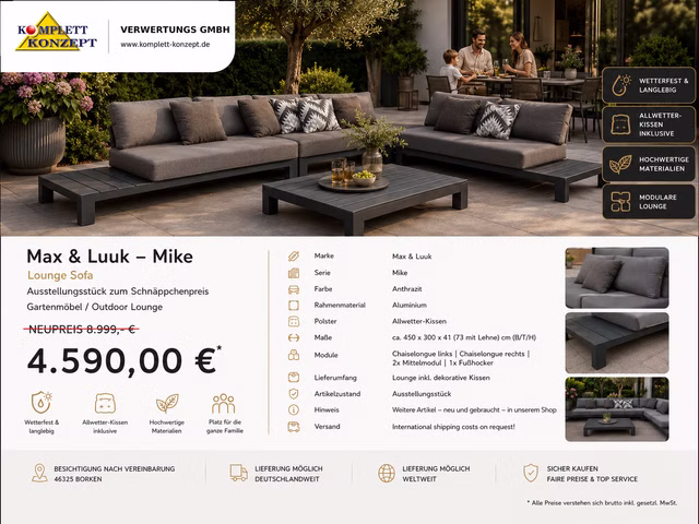 Max & Luuk Mike Lounge Sofa Gartenlounge Sitzgruppe Gartengarnitur *NP 8999,-€