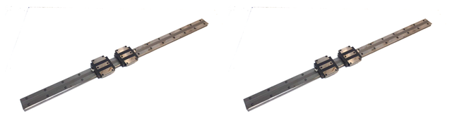 2x THK HRW27 ball carriage with guide rail 820mm YOW229