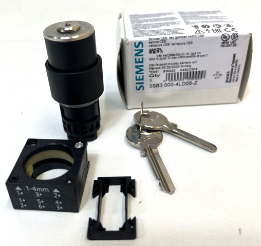 Siemens 3SB3 000-4LD05-Z قفل CES، مفتاح يعمل بالمفتاح، مفتاح تبديل يعمل بالمفتاح
