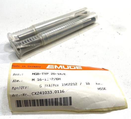 2x قلاوظ آلي من Emuge ‏M16-ISO2\/6H 2 D-VA\/E قلاوظ HSSE من نوع MGB-TYP