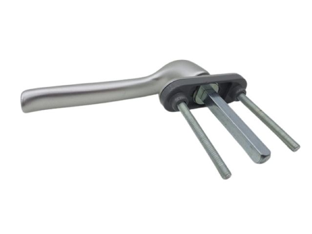 2x Door Handle Set with Square Spindle Rosette Aluminum