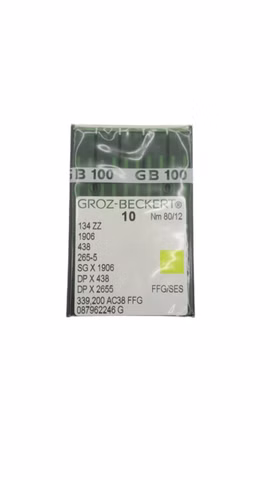 100x Groz-Beckert 134ZZ SGX1906 DPx438 Nm80/12 Nähnadeln