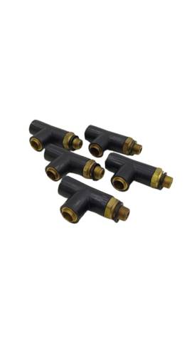 5x Pneumatic T-Plug Connectors With Brass Thread