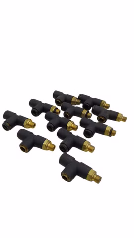 11x Pneumatik T-Steckverbinder mit Messinggewinde Push-In
