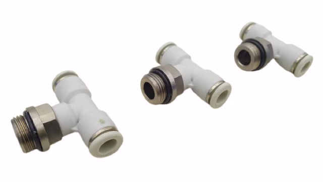 3x Rexroth 2122208380 T-Steckverschraubung G3/8 Ø8 Pneumatik