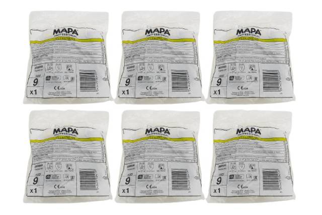 6x Mapa 34500049 Ultranitril 500 Protective Gloves Size 9