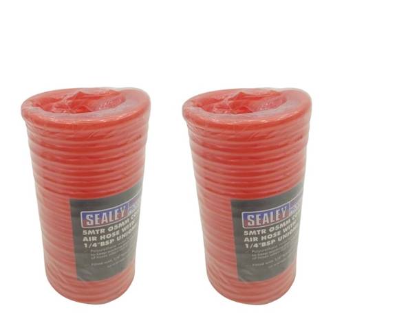 5m 2x Sealey SA335 PE Spiral Air Hose 1/4" BSP