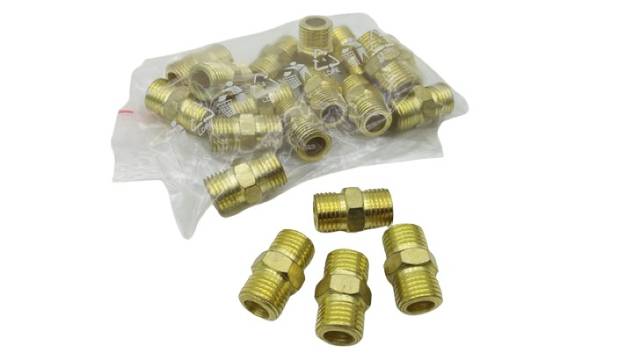 19x Brass Double Nipple 1/4 Inch on Both Sides Threaded Fitting