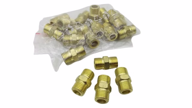 19x Messing Doppelnippel 1/4 Zoll beidseitig Gewindefitting