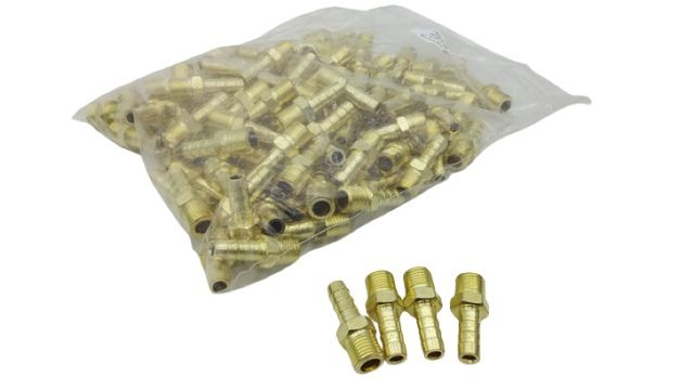 100x Brass Hose Barb 9mm to 1/4" BSPT