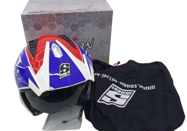 Soxon SR-400-STORM Blue Jet Helmet Motorcycle Helmet M