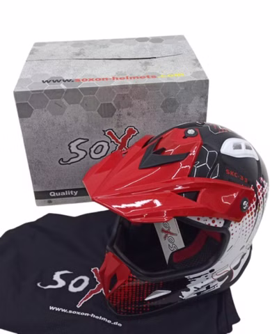 Soxon SKC-33 Fusion Weiß-Rot Kinder Crosshelm Gr. XXS 49-50