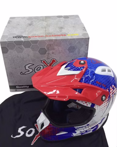 Soxon SKC-33 Fusion White-Blue Kinder Crosshelm Gr. XXS