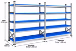 Metalsistem Super Fachbodenregal Steckregal Grund und Anbaufeld 5 Ebenen Regal