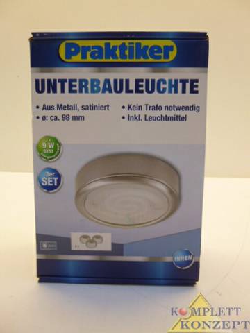 Under-cabinet light 9w set of 3 metal satin incl. bulbs