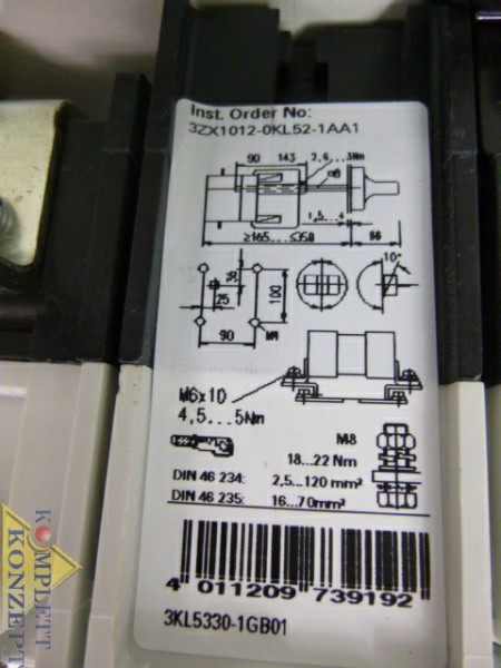 Siemens Lasttrennschalter 3KL5330-16B01 Schaltgerät mit Antriebseinheit