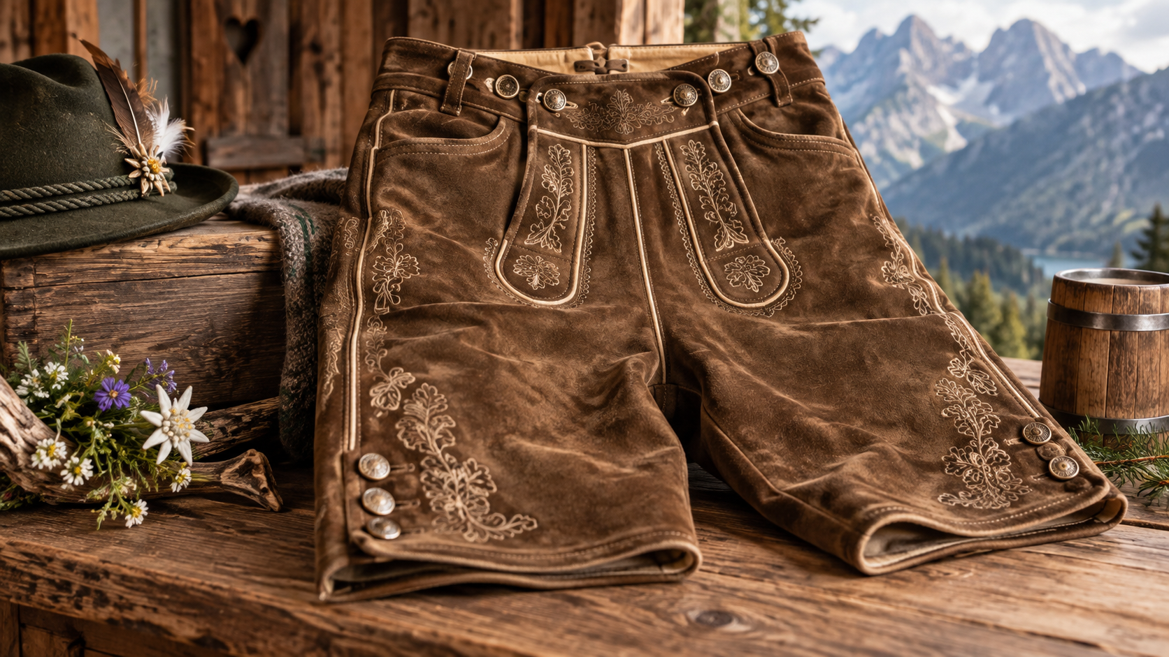 Raulederhose, detail shot, embroidery, or premium product image