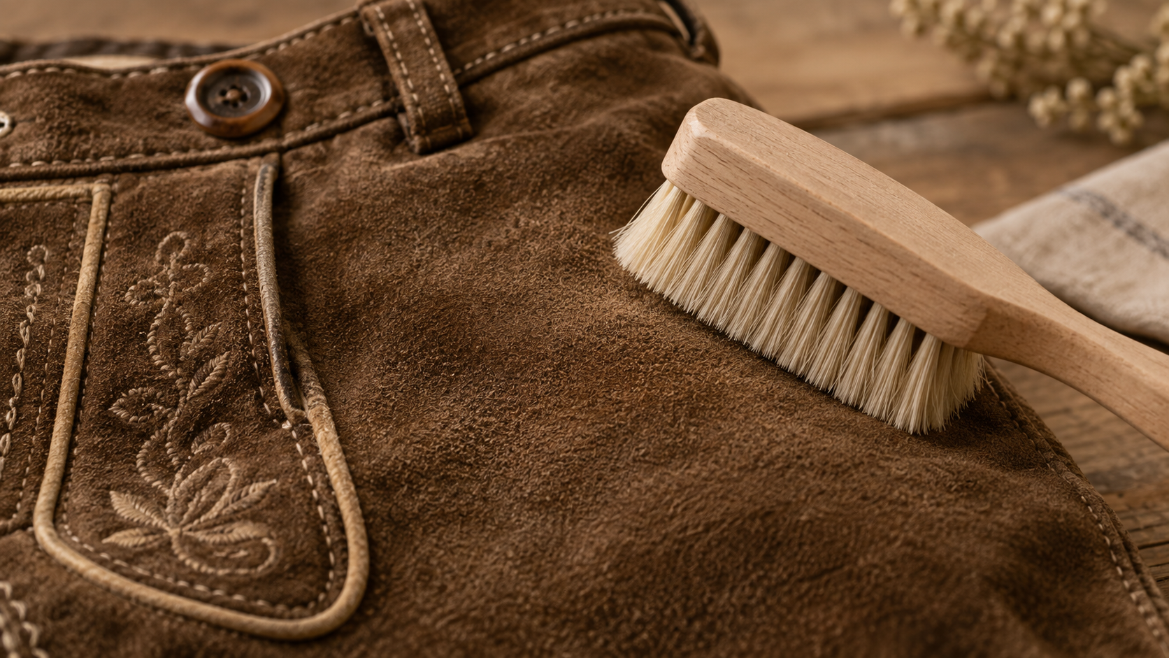 Suede Brush on Rustic Leather Garment