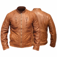 Men fashion Nappa-leather sheep skin jacket Brown Front & rear view of Luxury Comfort Men's Fashion Nappa-Leather Sheepskin Jacket in brown. Made from best lamb nappa leather, soft &comfortable with multiple pockets. Designed by German Wear. Free next-business-day delivery and worldwide returns