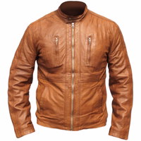 Men fashion Nappa-leather sheep skin jacket Brown Front view of Timeless Elegance, Upgrade your style with Men's Brown Nappa-Leather Sheepskin Jacket. Soft lamb nappa leather, hidden zip pockets, and push-buttons on the neck. Designed by German Wear. Free next business day delivery.