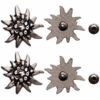 1x Paar Dekoratives Edelweiß Paar deutsche Edelweiß-Accessoires mit Vorder- und Rückseite, 35 mm Metallnieten für Kleidung und Schuhe, ideal für die Verzierung von Trachten.
