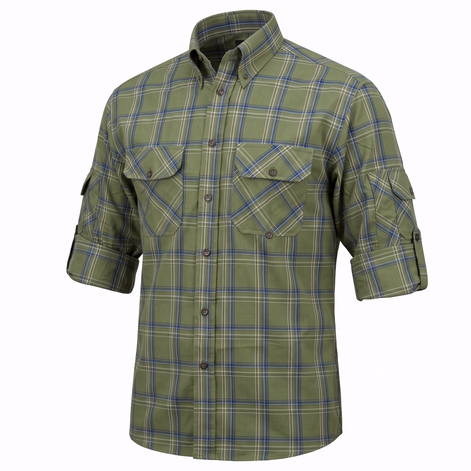 Side-View-1014-GW1212x-Jagdhemd-fuer-Herren--Gruen-kariertes-Jagdhemd--Outdoor-Jagdhemd--Deutsches-Jagdhemd--Atmungsaktives-Jagdhemd-aus-Baumwolle-und-Polyester--Oktoberfest-Karhemd--Tradi.jpg