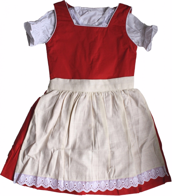 3-tlg Kinder Dirndl Mädchendirndl dirndlbluse dirndlschürze kleid Rot