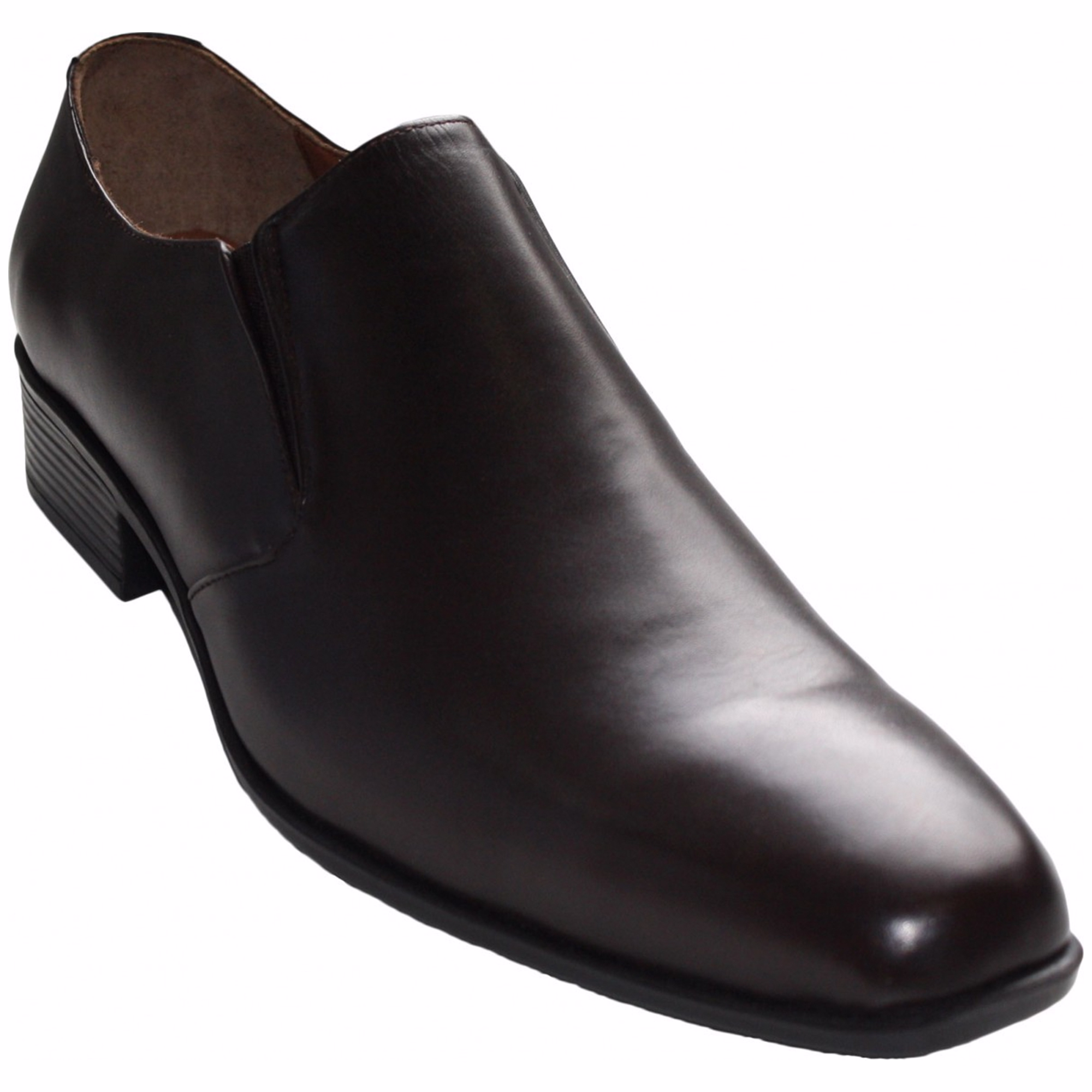 Men's leather Shoes Brown The front view of durable men's business shoes in brown is handcrafted with a block heel from the finest cowhide leather. Perfect for German-style wear, these leather shoes are available for online purchase with free delivery.