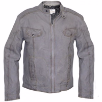 Front view of Grace jacket, Elevate your style with Men's Grey Nappa-Leather Sheepskin Jacket. Soft lamb nappa leather, hidden zip pockets, and an additional push-button on top. Designed by German Wear. Free next business day delivery.
