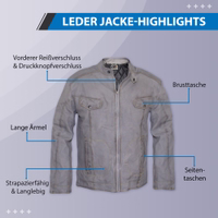 Herrenmodejacke aus Nappa-Leder. Sehr weiches Material für hohen Tragekomfort. Erleben Sie den Luxus einer Herrenjacke aus Premium-Lamm-Nappa-Leder. Hergestellt aus hochwertigem Lammleder, weich, bequem und mit stilvollem Design. Kostenlose Lieferung am nächsten Werktag und weltweite Rücksendung.
