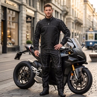 Life Style view of black Cordura motorbike trousers