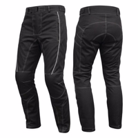 Front & rear view of black Cordura motorbike trousers—windproof, protective, and all-weather ready with removable lining & knee guards. Ride safe, ride smart. Order now for free next-day delivery!