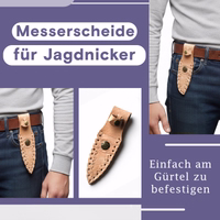 Beige knife sheath genuine leather Beige leather knife sheath with belt loop attachment, angled view showing side and back details
