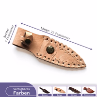 Beige knife sheath genuine leather Beige leather knife sheath, 22 centimeters long, with decorative stitching, laid flat