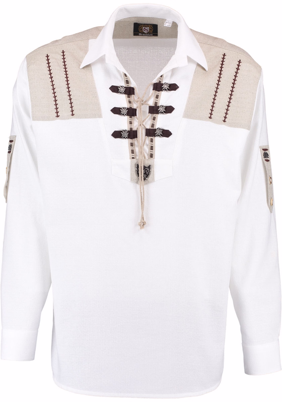 Trachtenshirt for Lederhosen with Decorations white