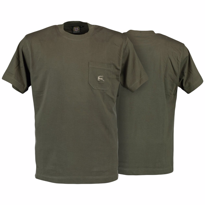 2er Pack Jagd T-Shirt für Trachten lederhosen Hirschstickerei Oliv