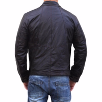 Men's leather jacket Dark Brown Rear view of a luxury leather jacket. Elegant brown leather jacket for men. This high-quality, soft leather jacket is fashionable.