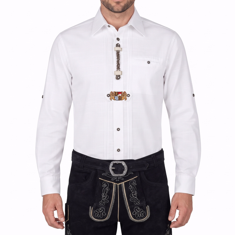 Trachtenhemd für Trachten LederhosenTrachtenmode weiß GW1262
