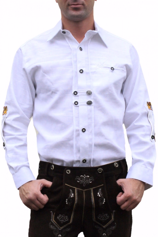 Trachtenhemd für Trachten Lederhosen Trachtenmode weiß GW1259