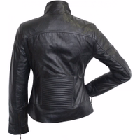 Rear view of a premium classic leather outfit. Add a touch of grace to your look with a lamb Nappa leather blazer. Designed for everyday wear, it features a classic button closure and practical pockets. Zipper sleeves Order now for fast and free delivery!