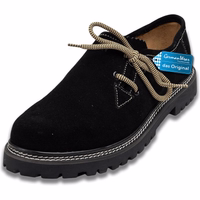 German Wear Traditional Costume – Das Original: Handgefertigte schwarze bayerische Herren-Haferl-Schuhe aus 100 % Veloursleder mit robusten Kordel-Schnürsenkeln, profilierter Sohle und runder Kappe. Tradition trifft Komfort.