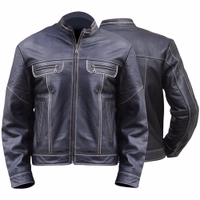 Men's Fashionable Lamb Nappa Leather Jacket Black Discover this sleek black lamb nappa leather motorcycle jacket. The front view highlights a full zipper and side pockets with zippers, while the rear view shows its tailored fit. Made from premium lambskin with long sleeves for a stylish functional design.