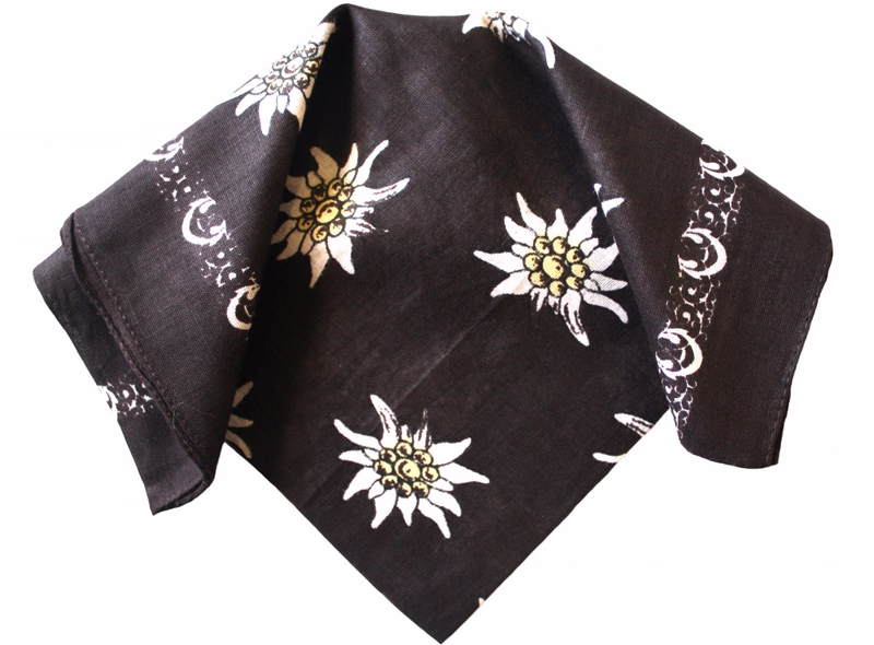 Scarf Trachtenscarf Flowerdesign 54x54cm,color: dark Brown