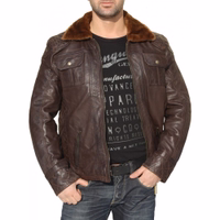 Men fashion Nappa-leather jacket. Very soft material providing great comfort while wearing. Men's Dark Brown Nappa-Leather Jacket is made from the finest lamb-nappa leather. It features a comfortable soft material, a fur collar, and practical pockets. Designed by German Wear for a stylish and luxurious look. Free next business day delivery.