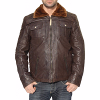 Men fashion Nappa-leather jacket. Very soft material providing great comfort while wearing. Men's Dark Brown Leather Jacket made from lamb-nappa leather. Soft and comfortable with a fur collar and multiple pockets. Perfect for everyday wear and a stylish addition to any wardrobe. Designed by German Wear. Free worldwide returns.