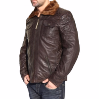 Men fashion Nappa-leather jacket. Very soft material providing great comfort while wearing. Fashion Forward Step up your fashion game with Men's Dark Brown Nappa-Leather Jacket. Made from premium lamb-nappa leather, featuring a fur collar and practical pockets. Soft and comfortable, designed by German Wear for a stylish look.